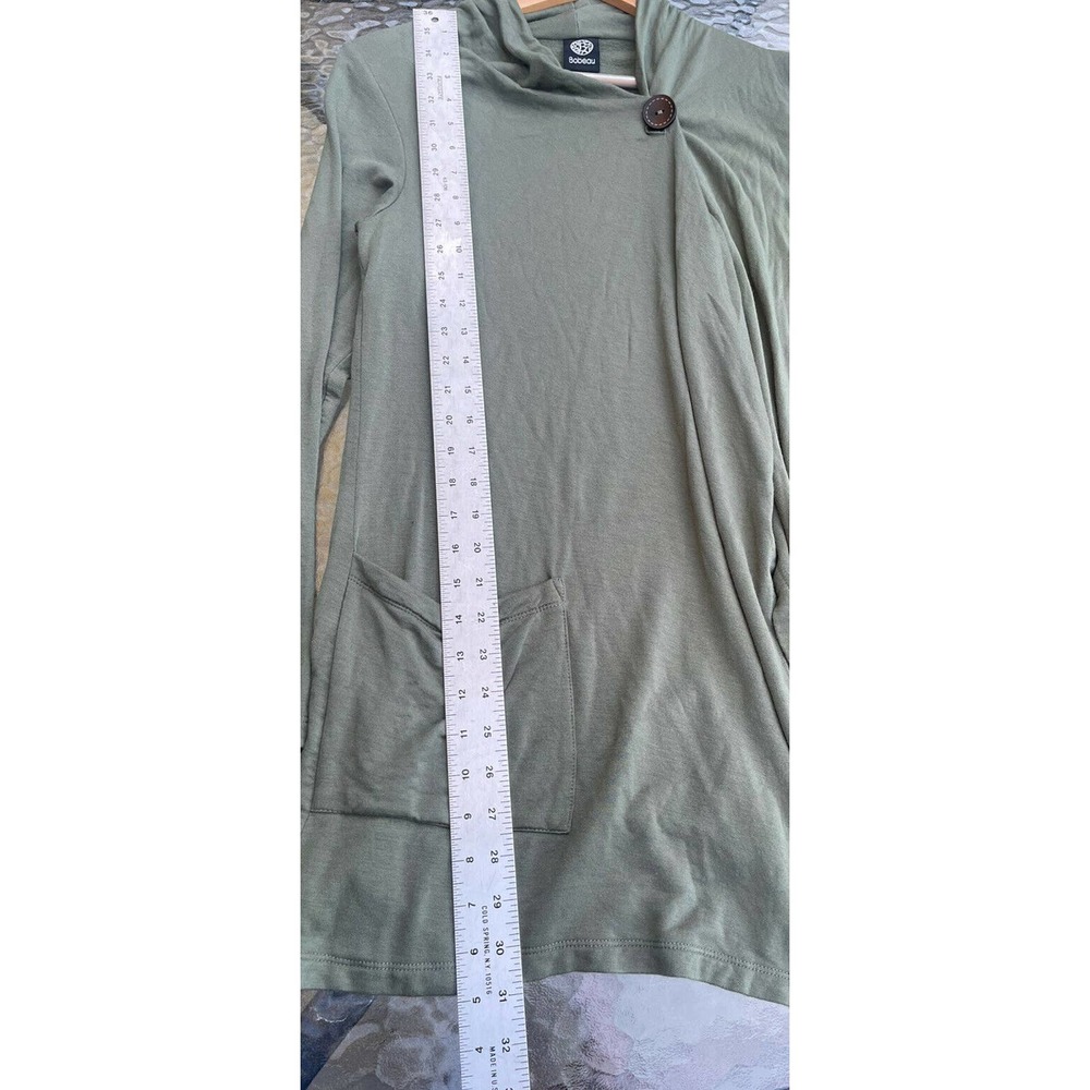 Bobeau Open Front One Button Sweatshirt Sweater Size Small Olive Green Pockets - Picture 7 of 7